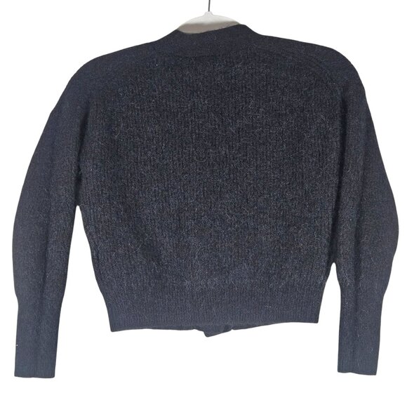 J.Crew Women Fuzzy Cropped Alpaca Wool Black Cardigan S Dark Academia Old Money - Picture 3 of 14